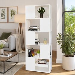 Open Shelving Display Organizer Bookcase in White