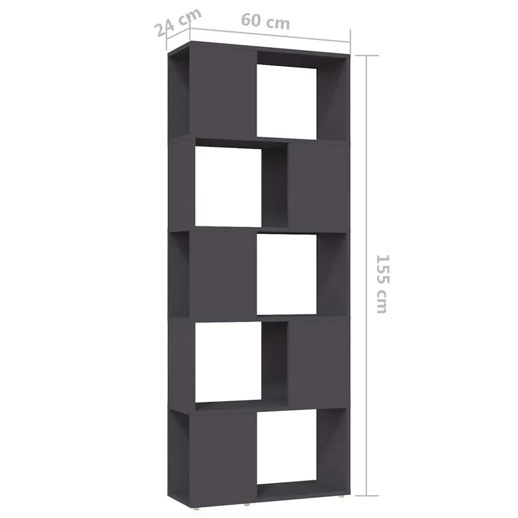 Book Cabinet Open Shelving Unit Room Divider Grey 60W x 24D x 155H cm