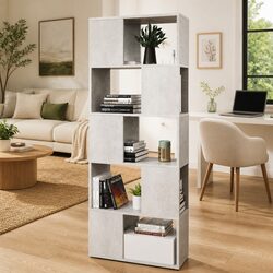 Open Storage Book Cabinet Room Divider in Grey