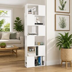 6-Compartment White Book Cabinet Room Divider