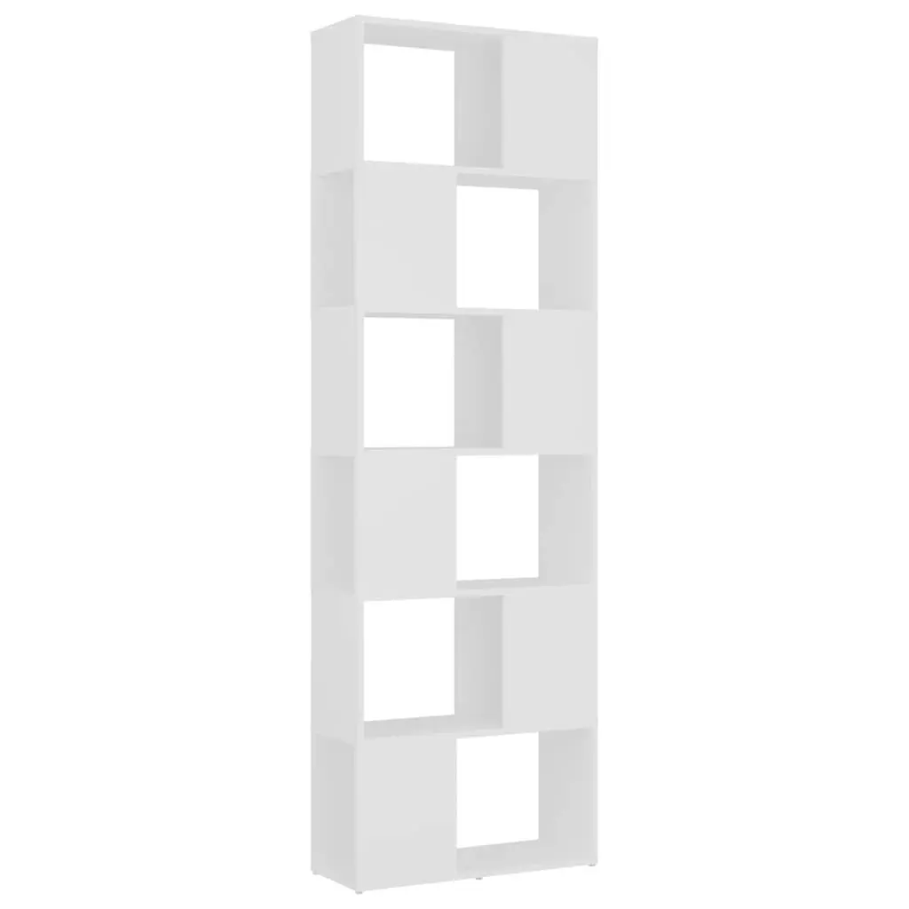 Book Cabinet Room Divider Sturdy 6 Compartment White Storage Shelf