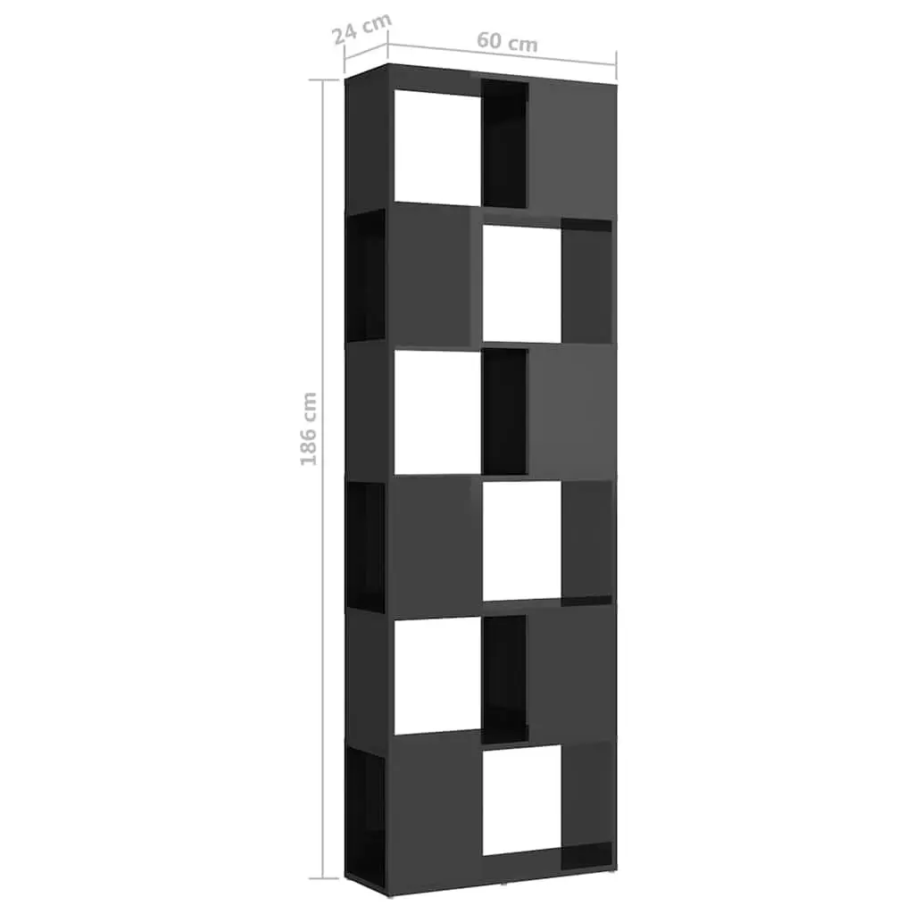 High Gloss Grey Bookcase Room Divider 60x24x186cm Storage Unit