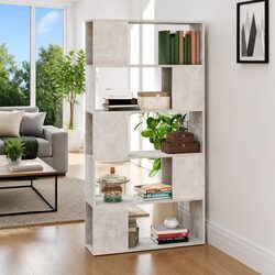 Engineered Wood Book Cabinet and Room Divider in Grey