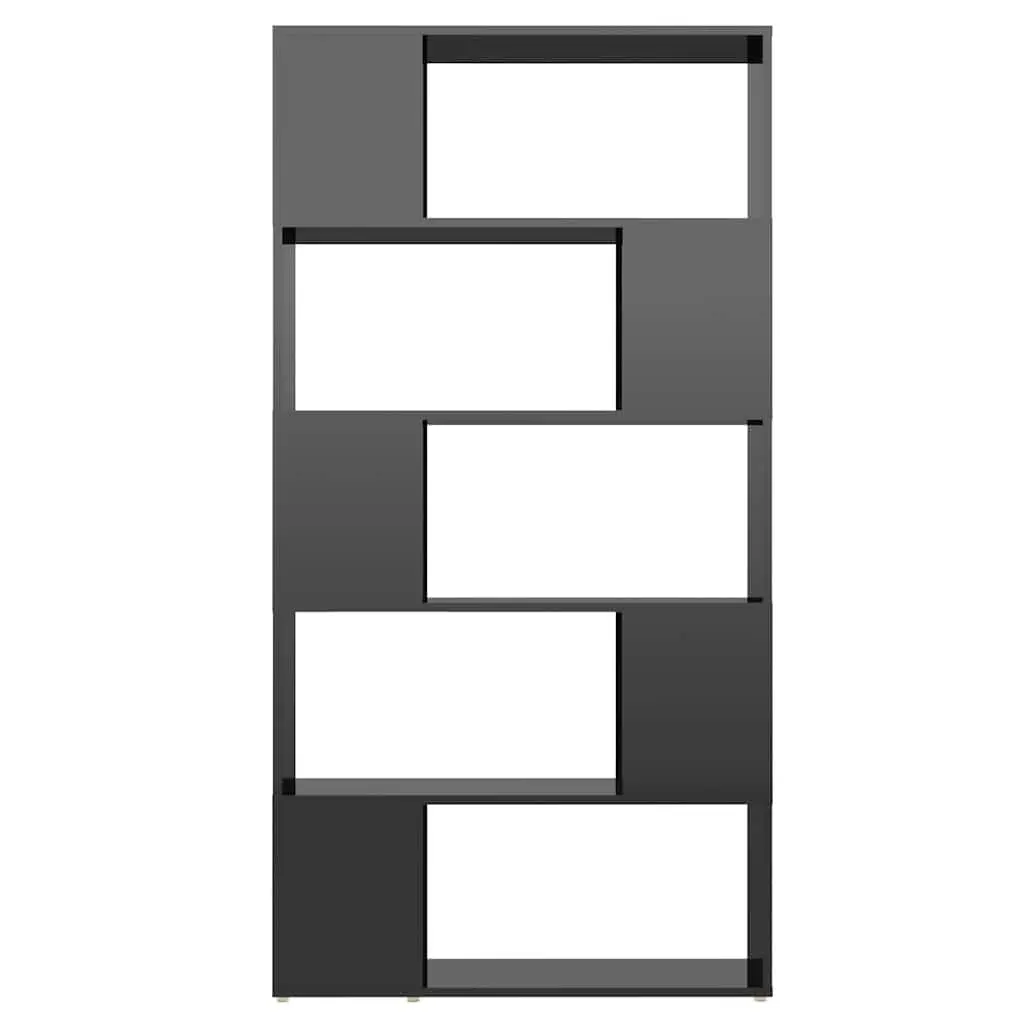 Book Cabinet Room Divider Storage Unit High Gloss Black 5 Compartments