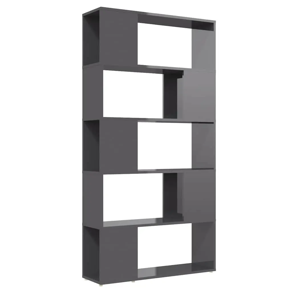 Bookcase Room Divider High Gloss Grey 80x24x155cm Storage Shelf