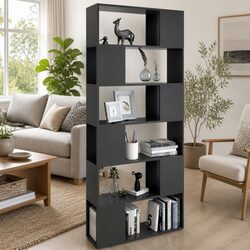 Grey Storage Shelf Book Cabinet Room Divider 80x24x186cm