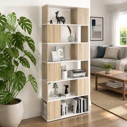 6-Compartment Room Divider and Book Cabinet in Beige