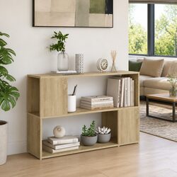 Open Shelving Book Cabinet in Brown Engineered Wood