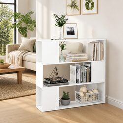 Functional White Book Cabinet Room Divider with Storage
