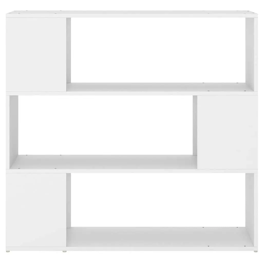 Bookshelf White Room Divider with 3 Compartments for Storage and Organisation