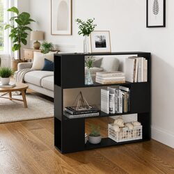 Black Book Cabinet Room Divider with Spacious Compartments