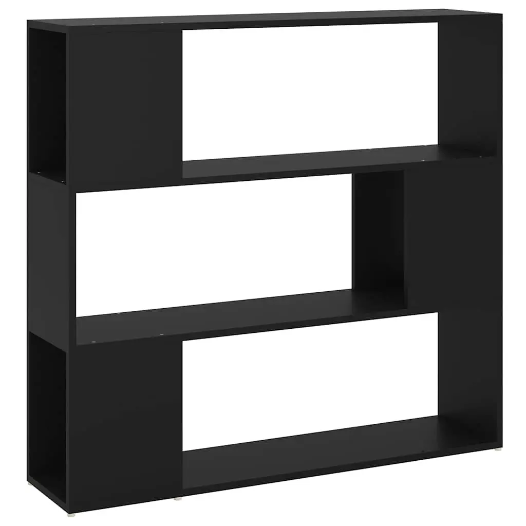 Bookcase Room Divider Storage Unit 3 Compartment Black