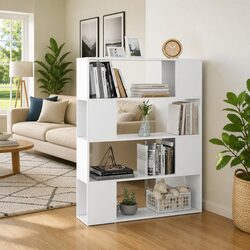 4-Compartment White Book Cabinet and Room Divider