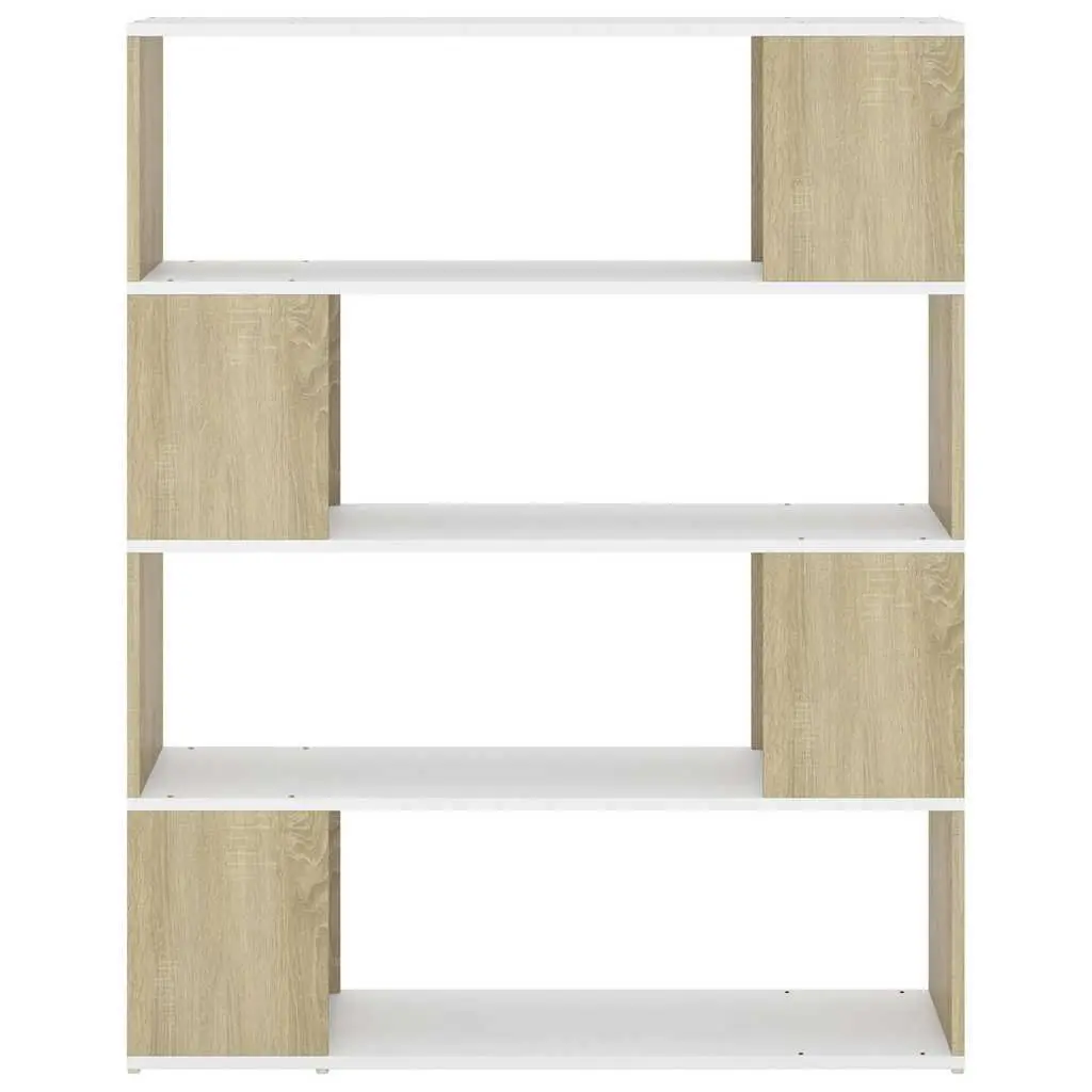 Bookcase Room Divider Storage Unit 4 Compartments 100cm Beige Sonoma Oak