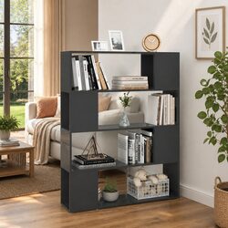 4-Compartment Grey Book Cabinet Room Divider