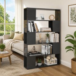 Grey Shelving Unit with 5 Compartments for Storage