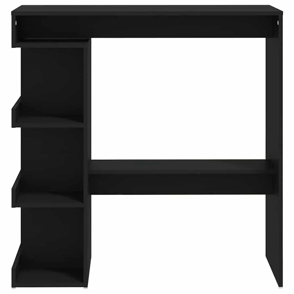 Bar Table with Storage Racks Compact Black Kitchen Dining High Top Counter