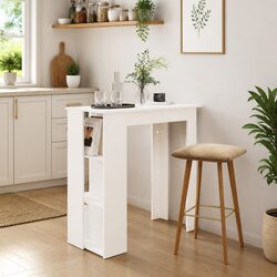 White Bar Table with Shelves for Compact Spaces
