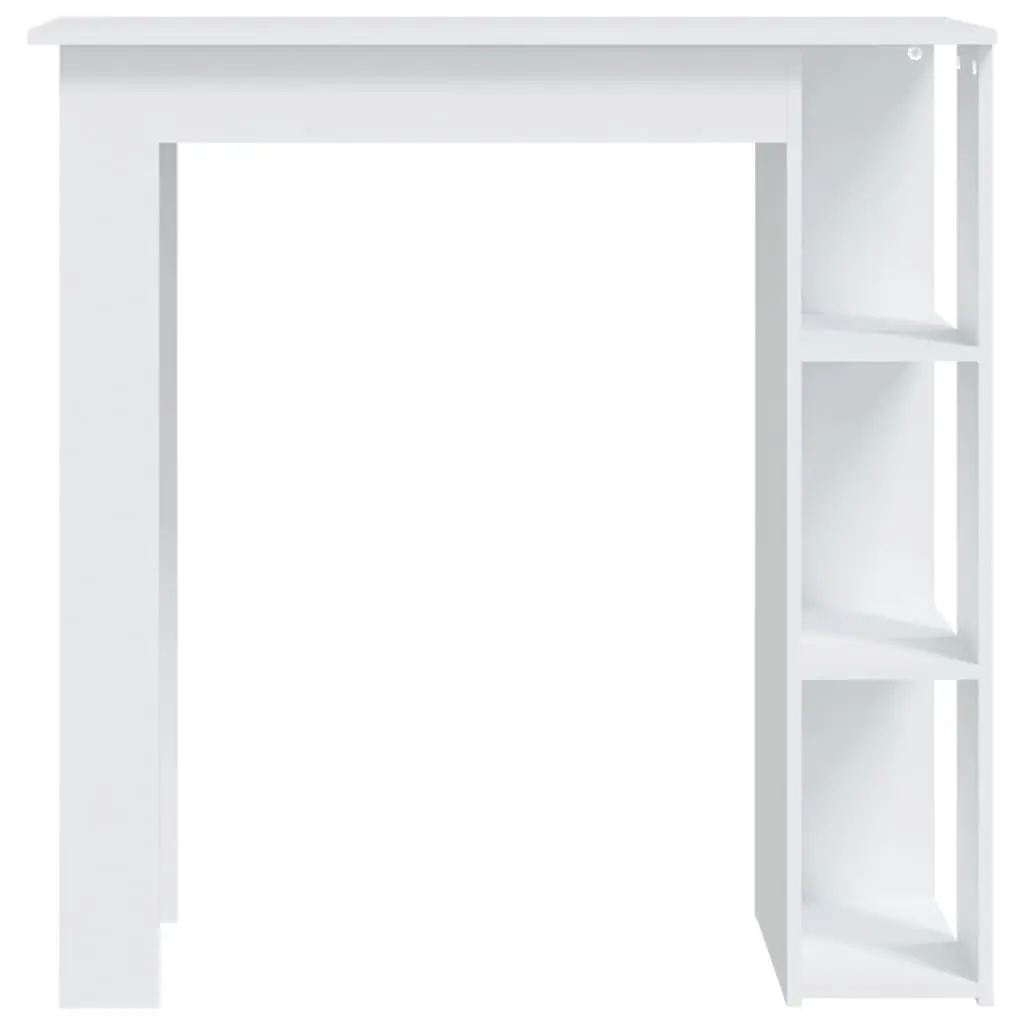 Bar Table with Storage Shelves Compact White Modern Kitchen Dining Furniture