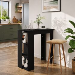 Black Bar Table with Shelving for Storage