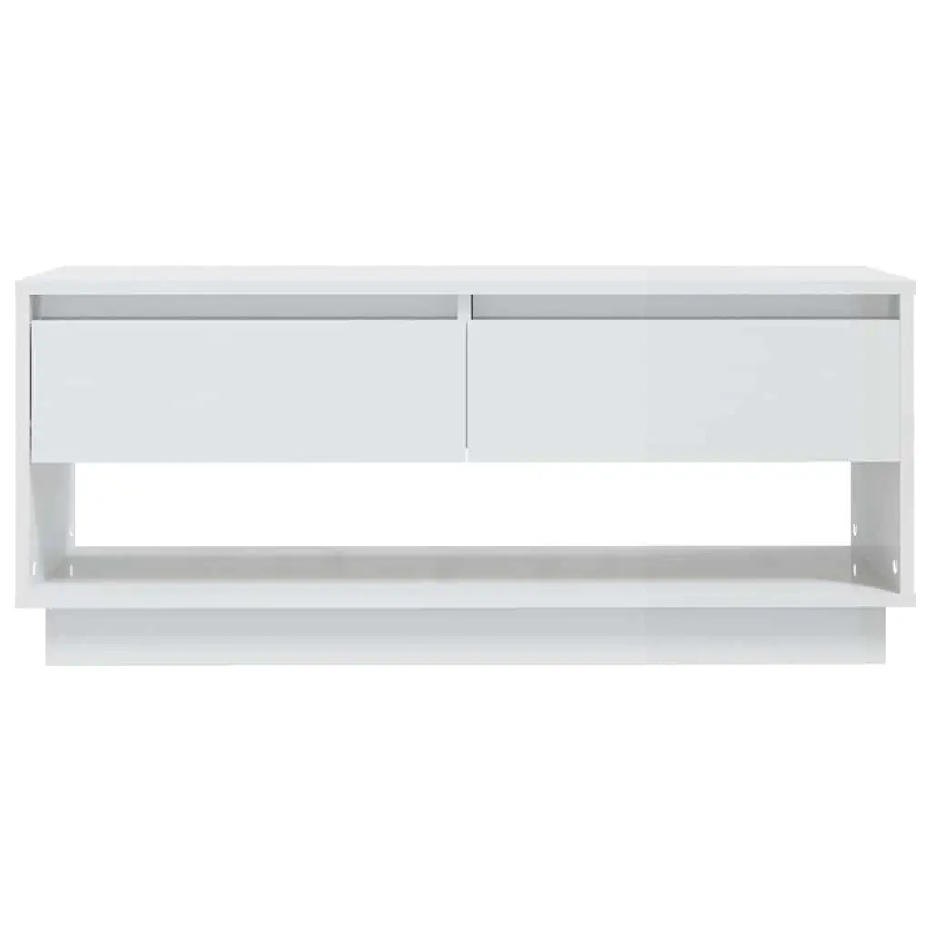 TV Cabinet High Gloss White 102 cm Living Room Storage Unit with Drawers