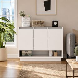 3-Door High Gloss White Sideboard Storage Cabinet