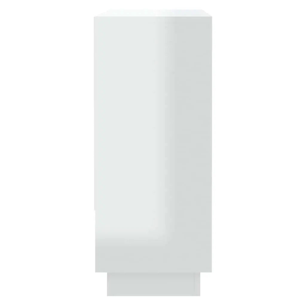 High Gloss White Sideboard Storage Cabinet with Open Compartment 3 Doors for Living Room 97cm Wide