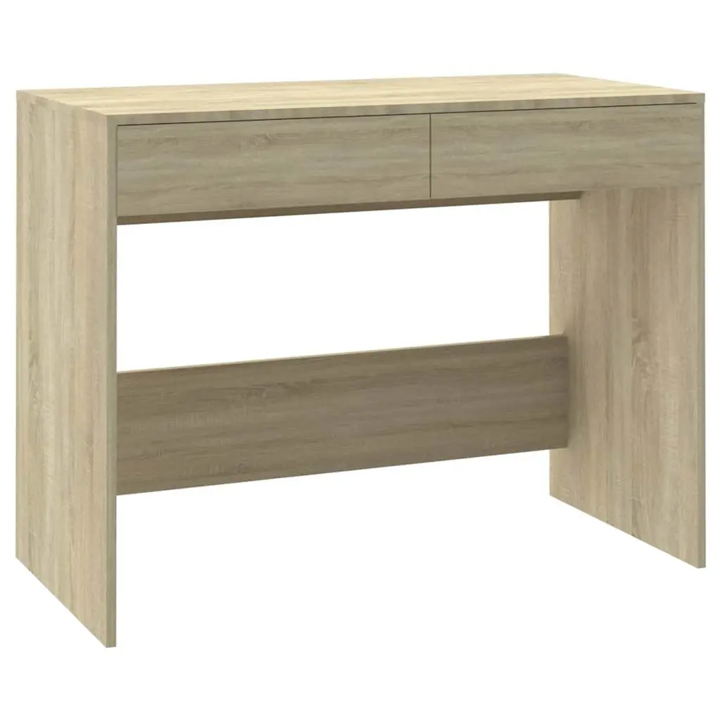 Office Desk Spacious Work Surface Beige Engineered Wood with 2 Storage Drawers