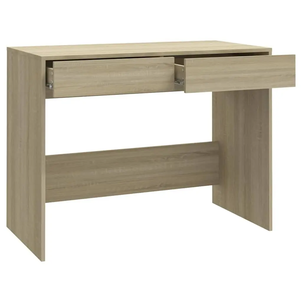 Office Desk Spacious Work Surface Beige Engineered Wood with 2 Storage Drawers