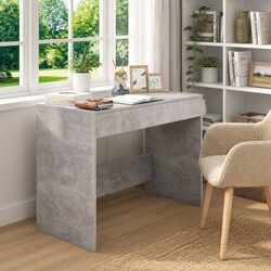 Engineered Wood Office Desk in Concrete Grey with Drawers