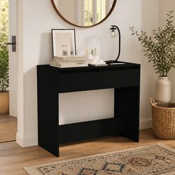 Console Table with Black Finish and Drawers
