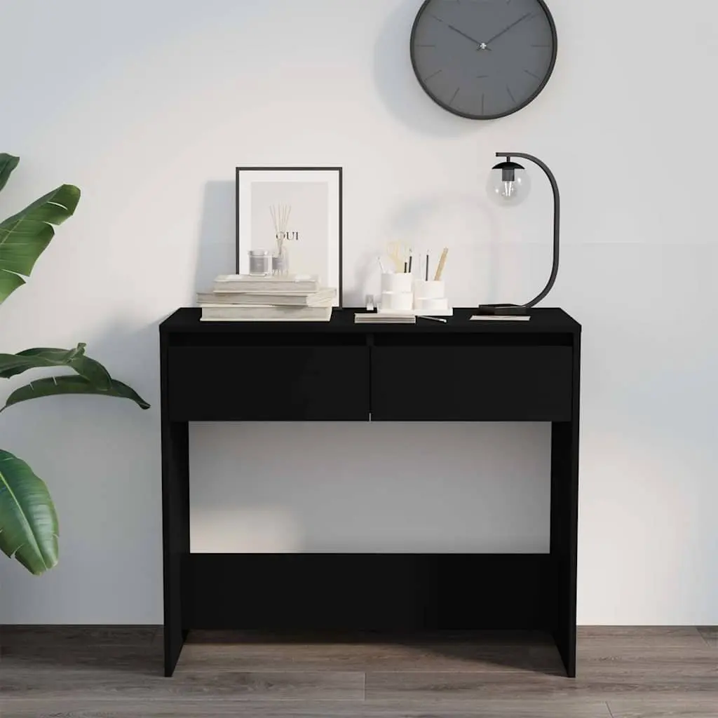 Black End Table Console with 2 Storage Drawers for Hallway Accent Furniture