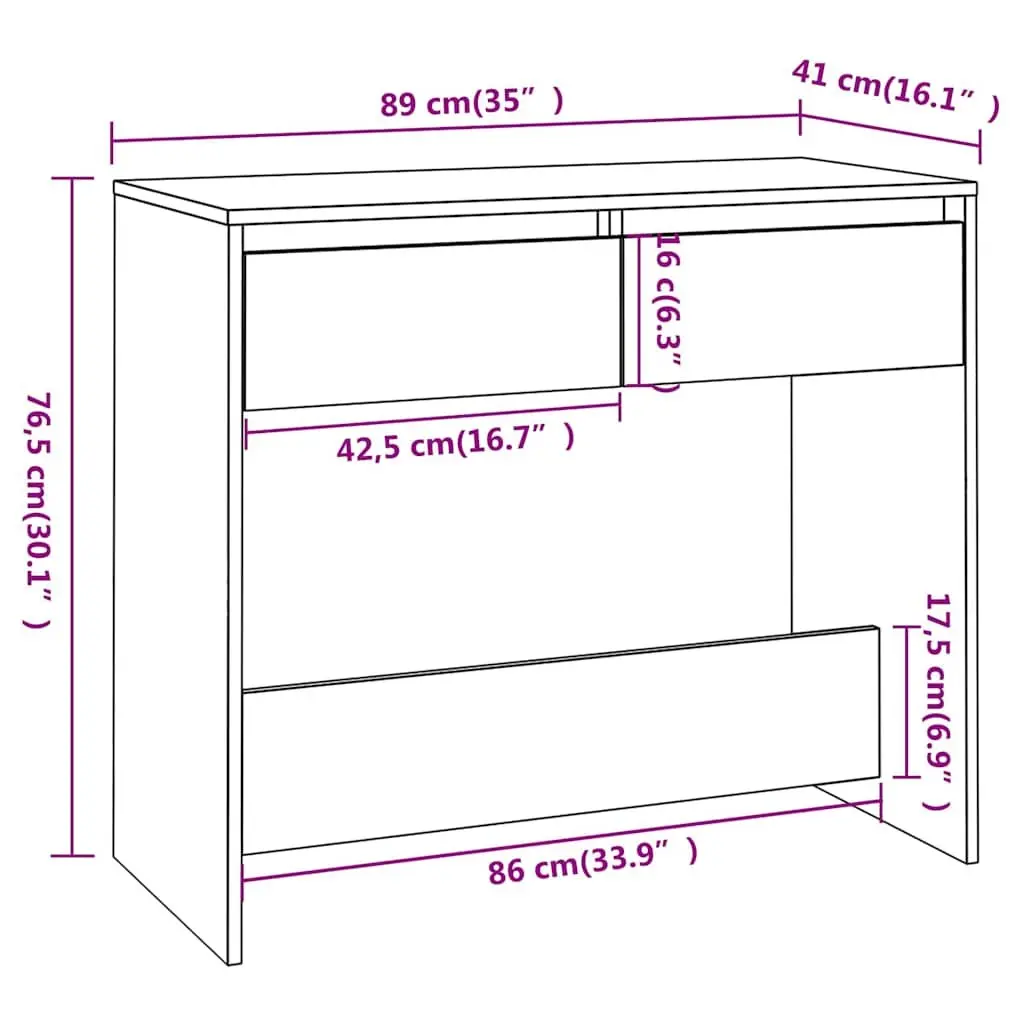 Black End Table Console with 2 Storage Drawers for Hallway Accent Furniture