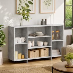 Grey Engineered Wood Sideboard with Shelves, 120 cm