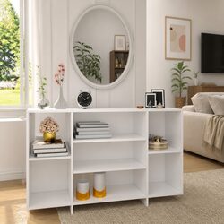 White High Gloss Sideboard Storage Cabinet with 4 Shelves