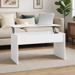 White Coffee Table with Lift Top and Storage Compartment