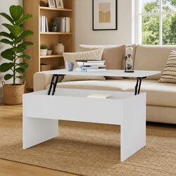 White Engineered Wood Lift-Top Coffee Table Specifications