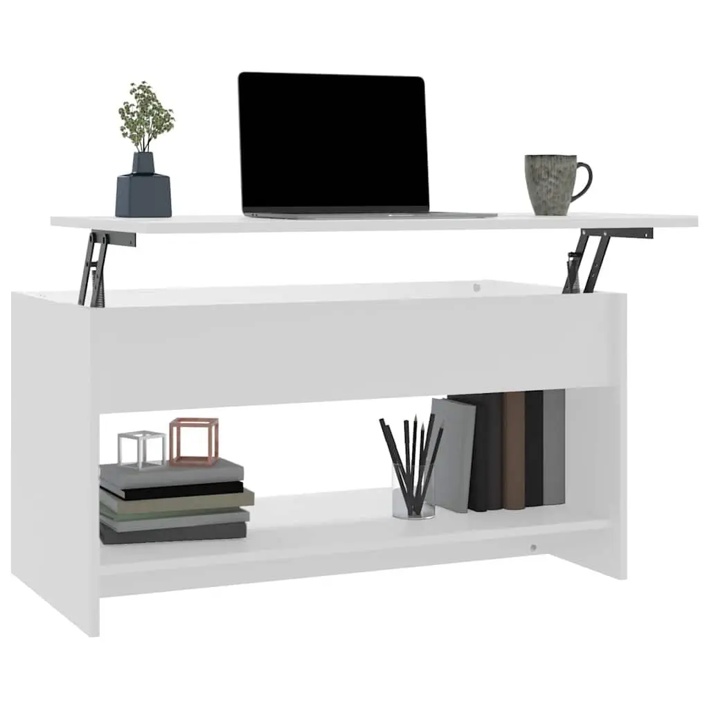 Coffee Table Adjustable Lift Top White Engineered Wood