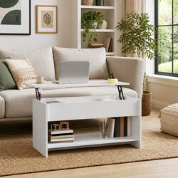 High Gloss White Coffee Table with Lift Top Storage