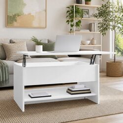 Functional White Coffee Table with Storage Compartment