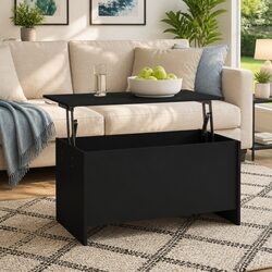 Lift-Top Coffee Table in Black with Storage Compartment