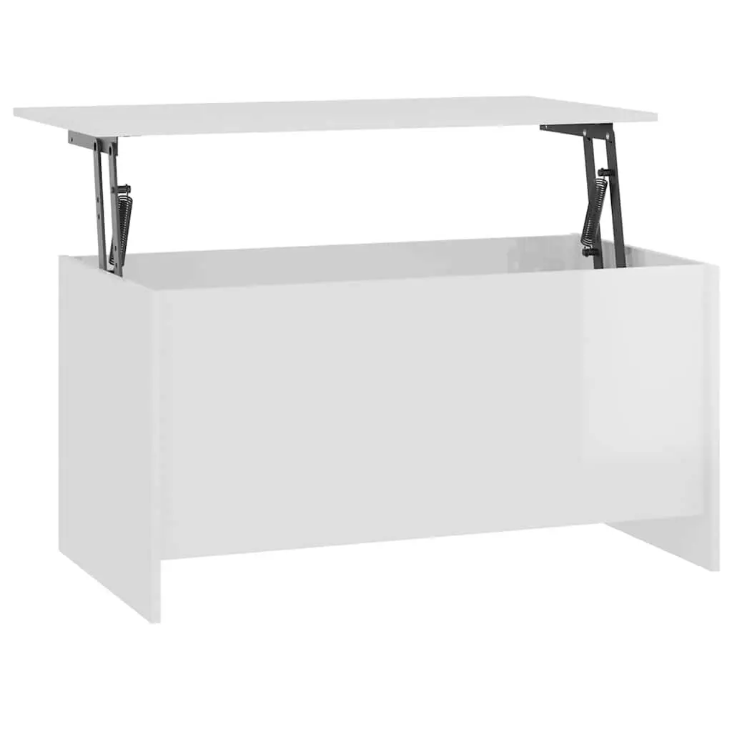 Lift Top Coffee Table Engineered Wood High Gloss White Storage 102x55.5x52.5cm