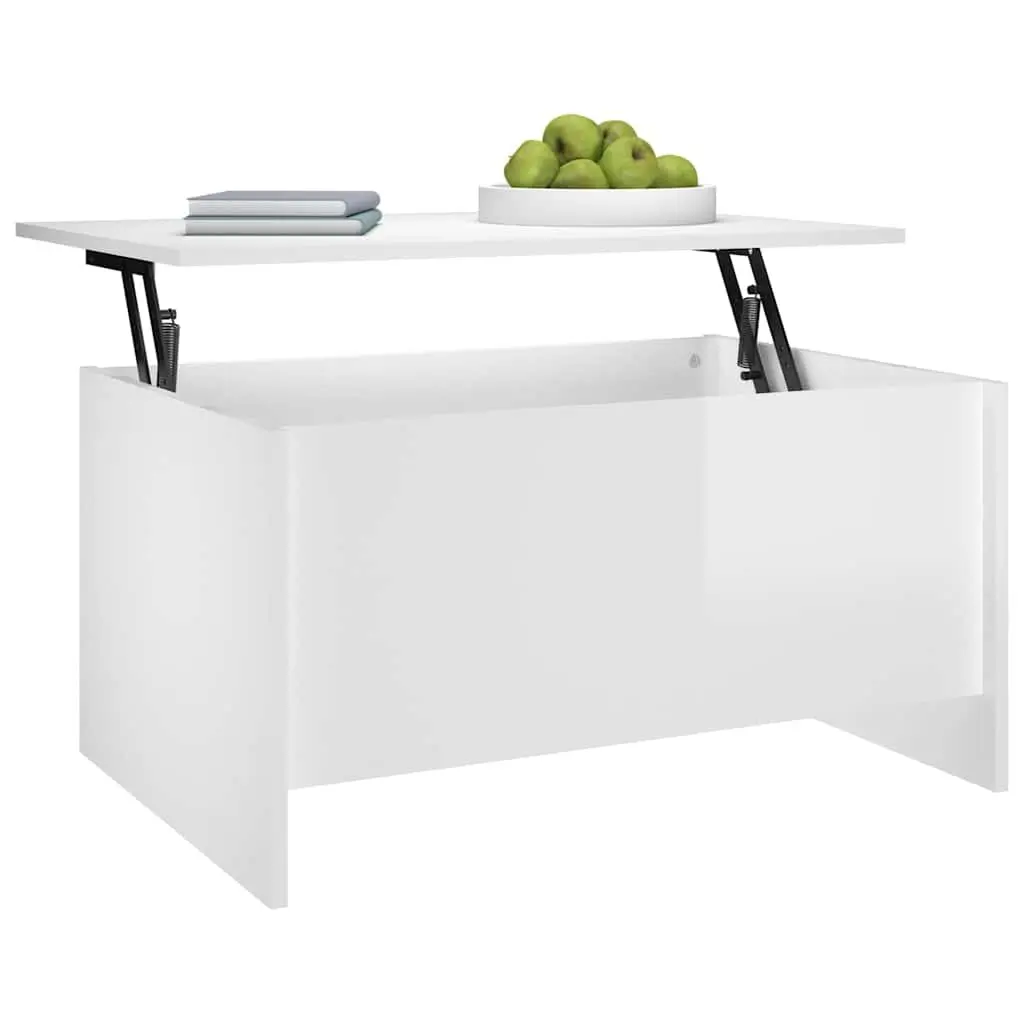 Coffee Table Lift Top Storage White High Gloss Engineered Wood