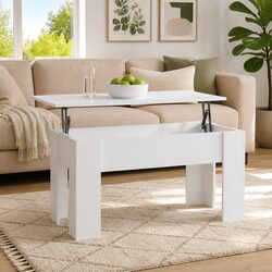 Engineered Wood Lift Top Coffee Table in White