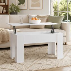 White High Gloss Lift Top Coffee Table with Storage
