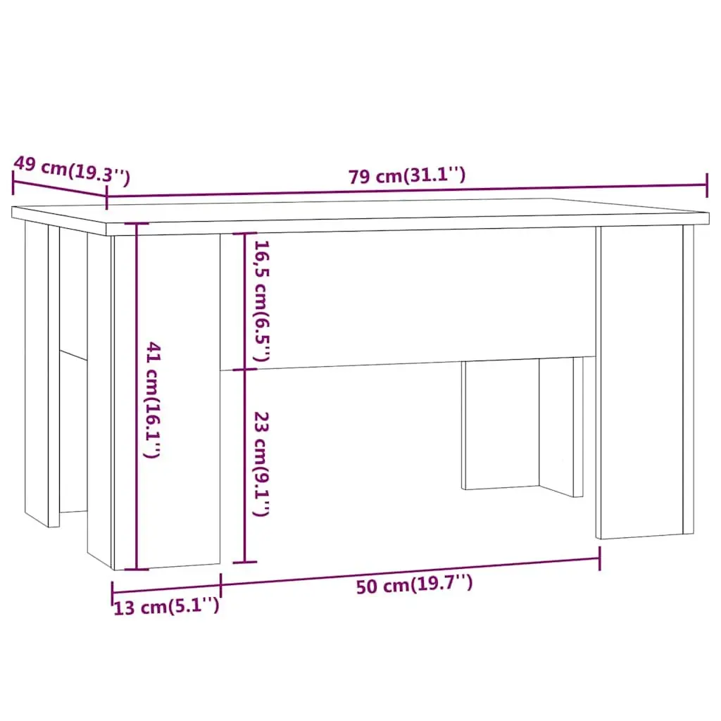 Coffee Table Lift Top Storage Engineered Wood Grey Modern