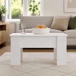 Lift Top Coffee Table with Storage in High Gloss White