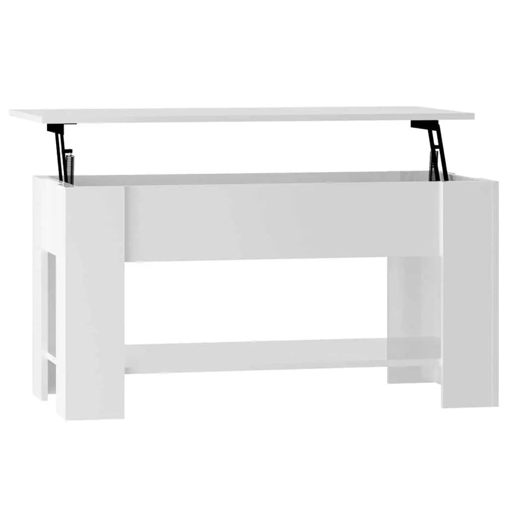 Coffee Table Lift-Top Modern White High Gloss 101 x 49 x 52 cm