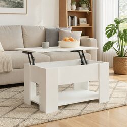 Lift Top Coffee Table in White Engineered Wood