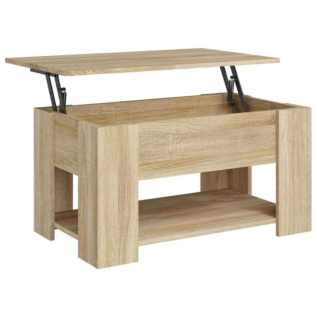 Lift Top Coffee Table Brown Engineered Wood with Hidden Storage 79x49x41cm
